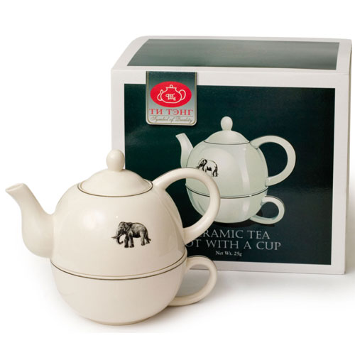 Чай - Чайные подарочные наборы - Чай чёрный в керамическом сервизе 25 .